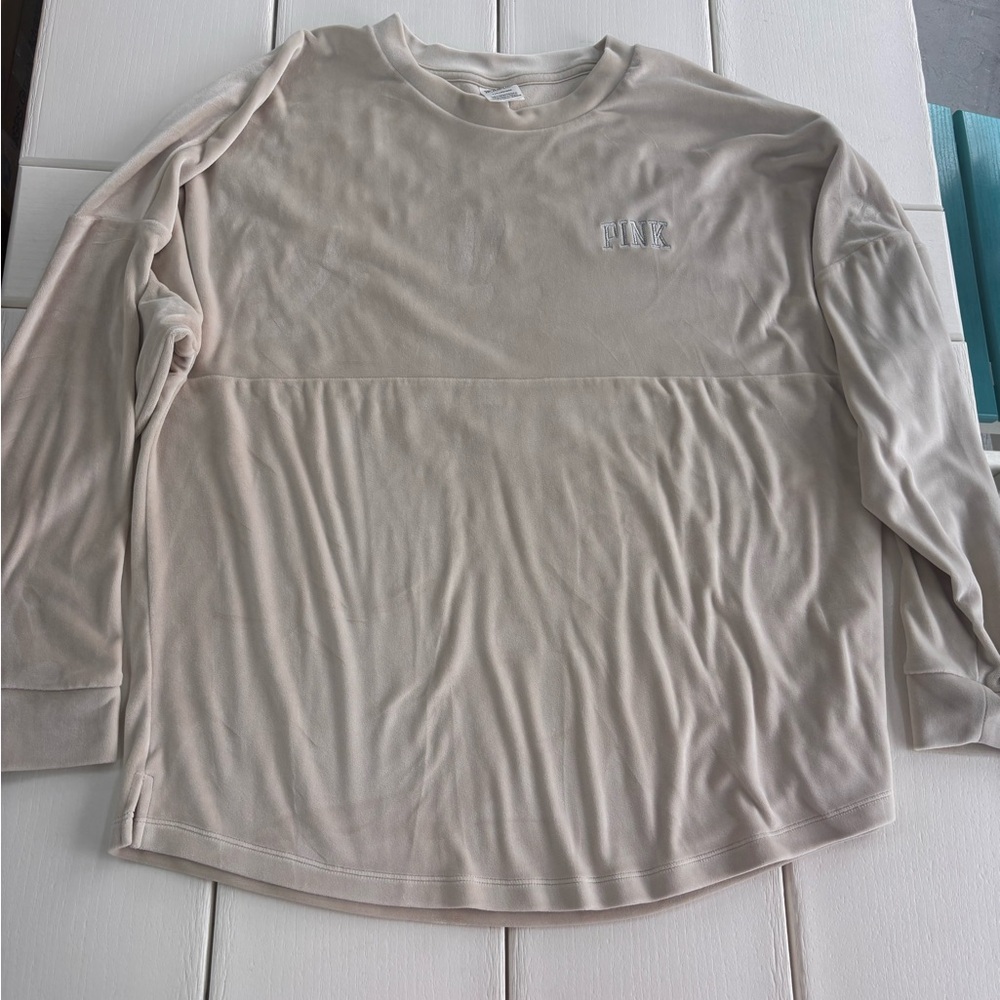 VS PINK Velvet ‘Love Pink’ Crewneck Sweater